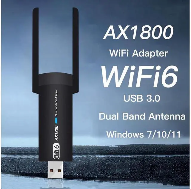 Alt view image 2 of 7 - USB 3.0 WiFi 6 Adapter for PC, 1800Mbps Dual Band 5Dbi Antennas 5.8G/2.4G Computer Network Adapters, USB Wireless Adapter WiFi 6 Card for for Desktop PC Laptop Desktop Support Windows11/10 (Black)