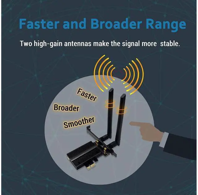 Alt view image 6 of 7 - New WiFi 6E 5400Mbps AX210 Wireless PCIe Card, Updated to 6G/5.8G/2.4GHz Tri-Band, Bluetooth 5.2, 802.11AX Internal Network Adapter for PC with MU-MIMO, Ultra-Low Latency, Support Windows10 (64bit)