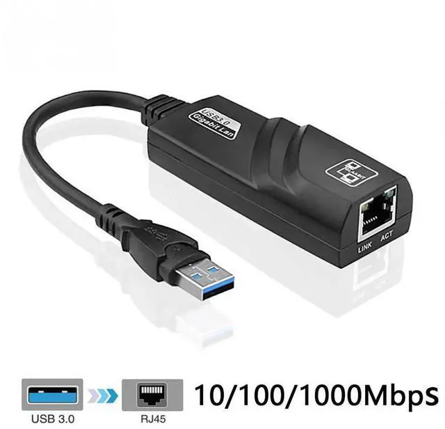 Main image of USB Network Adapter USB 3.0 to RJ45 10/100/1000M Gigabit Ethernet LAN Network Adapter for Windows 10/8.1/8/7/Vista, Mac OS, Linux, Chrome OS & More Black eokCXOY