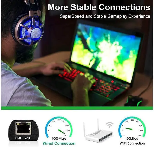 Alt view image 3 of 7 - USB Network Adapter USB 3.0 to RJ45 10/100/1000M Gigabit Ethernet LAN Network Adapter for Windows 10/8.1/8/7/Vista, Mac OS, Linux, Chrome OS & More Black eokCXOY