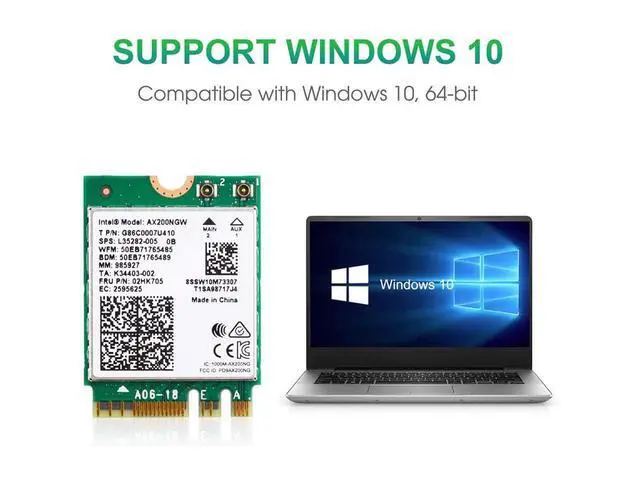 Alt view image 6 of 7 - WiFi 6 M.2 Module AX 3000Mbps Network Adapter with Bluetooth 5.1 Wireless Wi-Fi 6 Card 2.4G/5Ghz 802.11ax MU-MIMO for Laptop PC with Windows 64 bit - Intel Model AX200NGW