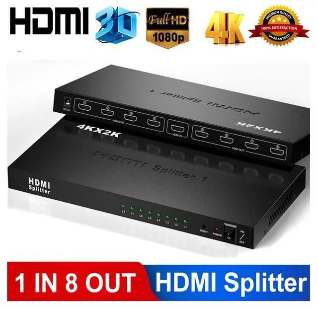 Main image of HDMI Splitter 1 in 8 Out 1x8 / 8 Port HDMI Audio Video Out Eight Ouputs Distribution Repeater Amplifier Split Box Support HDCP 1.3 3D Full HD 4Kx2K Compatible DVD Blu-ray PS4 eokCXOY