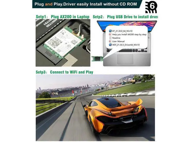 Alt view image 4 of 7 - WiFi 6 AX200 WiFi Adapter for Windows 10 64bit Chrome OS and Linux Laptop or Desktop PCs-802.11AX 2.4GHz 574Mbps or 5GHz 2.4Gbps(160MHz) with Bluetooth 5.0-Intel WiFi 6 AX200 NGW eokCXOY