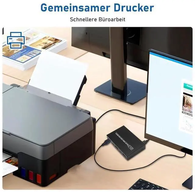 Alt view image 5 of 7 - 2 Port HDMI KVM Switch for 2 Computers 1 Monitor, 2 in 1 Out KVM Switch HDMI 4K@30Hz, KVM Switch for 2 PC Share 1 Monitor and USB Wireless Keyboard, Mouse, Printer, with 2 USB 2.0 Cables eokCXOY