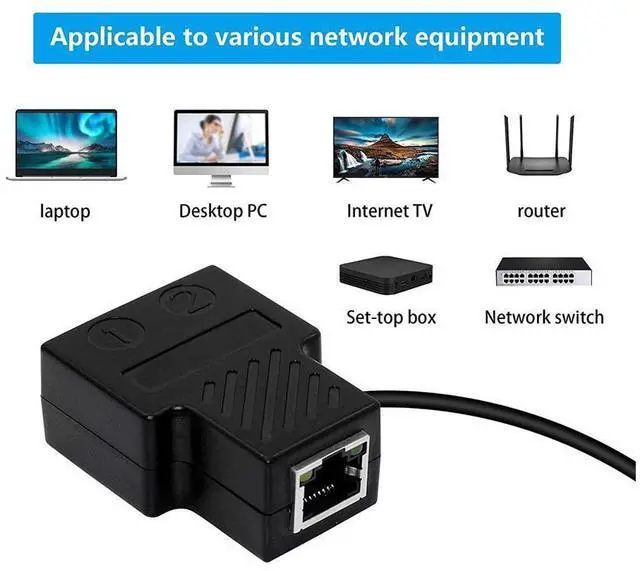Alt view image 3 of 7 - Ethernet Splitter 1 to 2 RJ45 Network Adapter with USB Power Cable, Suitable for Computer/Router/Network Box with RJ45 Interface, Compatible with Cat5/5e/6/7 eokCXOY