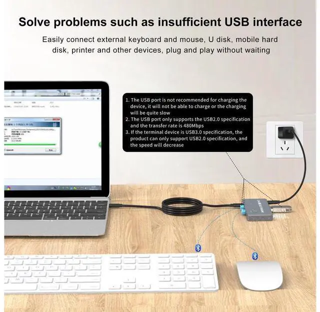 Alt view image 3 of 7 - USB-C 8K KVM Switch 2x USB-C PC to 1x DisplayPort Monitor KVM Switch Compatible with Thunderbolt 3/4 Sharing 3x USB2.0 Mouse Keyboard Printer eokCXOY