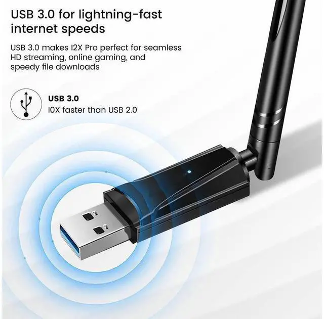 Alt view image 5 of 7 - 1300Mbps USB WiFi Adapter for Desktop PC AC1300 Wireless Network Adapter for Laptop with Dual Band 2.4GHz and 5GHz High Gain 5dBi Antenna, Supports Windows 11,10, 8.1, 8,7, and XP, MacOS 10.9-10.15