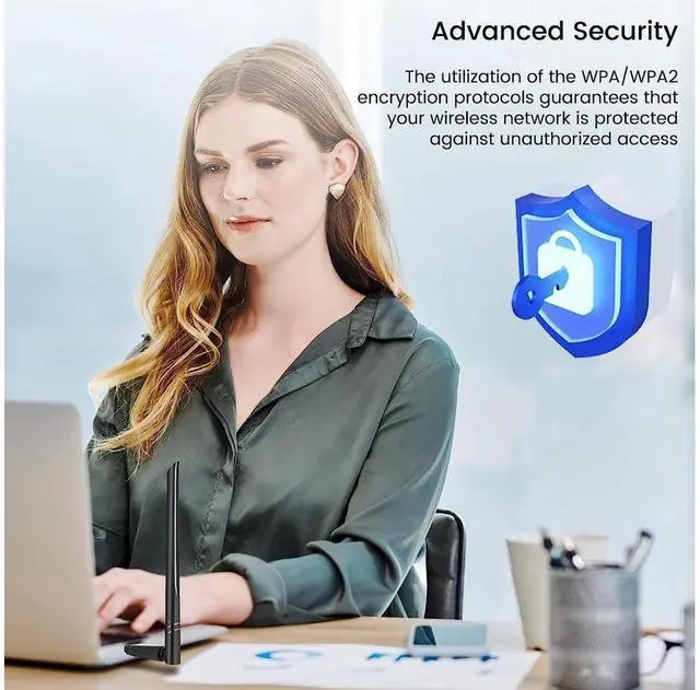 Alt view image 4 of 7 - 1300Mbps USB WiFi Adapter for Desktop PC AC1300 Wireless Network Adapter for Laptop with Dual Band 2.4GHz and 5GHz High Gain 5dBi Antenna, Supports Windows 11,10, 8.1, 8,7, and XP, MacOS 10.9-10.15