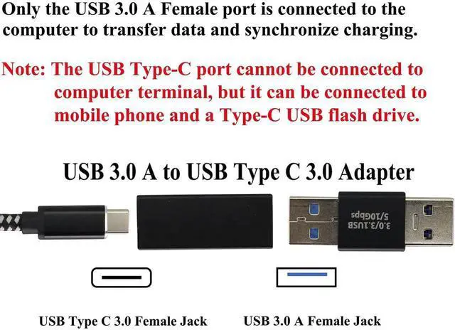 Alt view image 4 of 7 - USB C to USB A Adapter USB 3.0 A Male to USB Type C Female Converter (One-Way Transmission and Charging) for USB Port PC,Laptops,Chargers and Type-C Port U-Disk,Smart Phone Etc(2 Pack-Black)