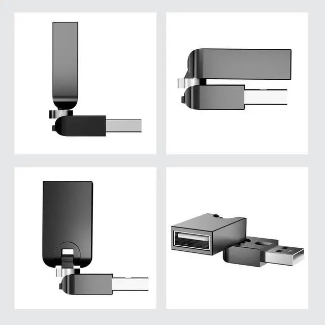 Alt view image 3 of 7 - Swivel USB 2.0 Adapter, 2 Pack Rotatable USB 2.0 Type A Male to Type A Female 360 Degree Rotation Adjustable Right Angle Extension Adapter Convertor (Black, AM-FM)