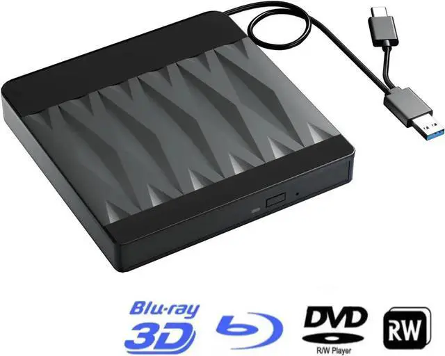 Main image of External Blu Ray Drive, USB 3.0 and Type-C External Blu Ray Burner Portable Blu Ray DVD/CD/BD Player, 3D Optical Bluray CD DVD Drive Compatible with Windows XP/7/8/10/11 MacOS Laptop Desktop