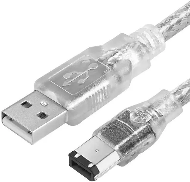 Main image of Firewire to USB Adapter Cable 6-Pin IEEE 1394 Male to USB 2.0 Male Converter Firewire 400 1394-a to USB A Connector Cord for Digital Video Camera Printer Hard Disk (Clear Cable) 1.8m/6ft
