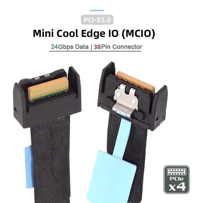Alt view image 6 of 7 - Cable PCI-E 5.0 Mini Cool Edge IO MCIO PCI-E 4i 38Pin Male to MCIO 4i SFF-TA-1016 Extender Cable 50cm