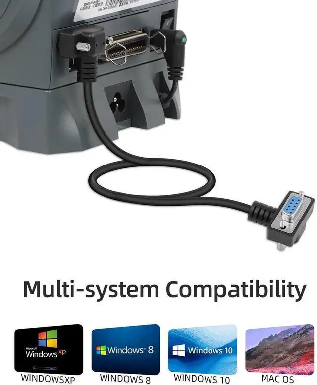Alt view image 6 of 7 - RS232 Serial Cable, 90 Degree DB9 Male to Female 9 Pin Straight Through Extension Cable for Data Access (1.6FT)