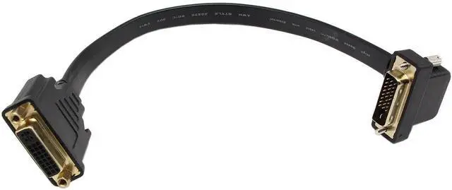 Main image of DVI Extension Cable, 1FT Flat Slim DVI-D Dual Link 24+1 Digital Video 90 Degree Angle Male to DVI Female Extension Cable