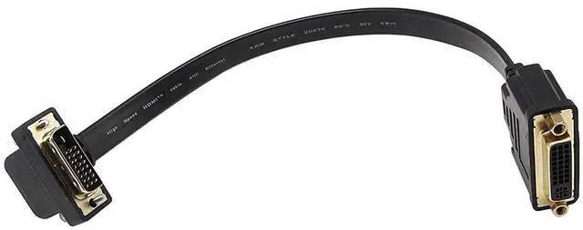 Alt view image 5 of 6 - DVI Extension Cable, 1FT Flat Slim DVI-D Dual Link 24+1 Digital Video 90 Degree Angle Male to DVI Female Extension Cable