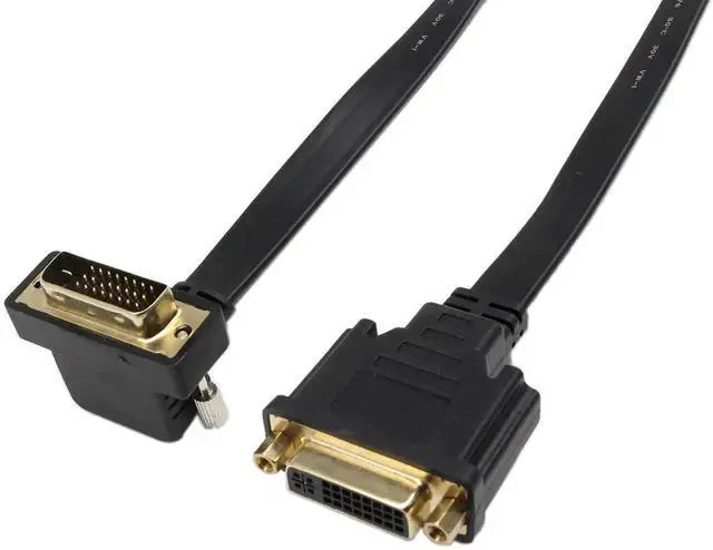 Alt view image 3 of 6 - DVI Extension Cable, 1FT Flat Slim DVI-D Dual Link 24+1 Digital Video 90 Degree Angle Male to DVI Female Extension Cable