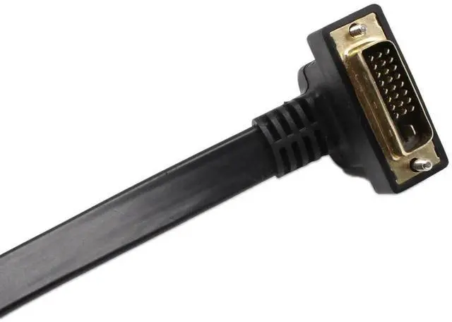 Alt view image 6 of 6 - DVI Extension Cable, 1FT Flat Slim DVI-D Dual Link 24+1 Digital Video 90 Degree Angle Male to DVI Female Extension Cable