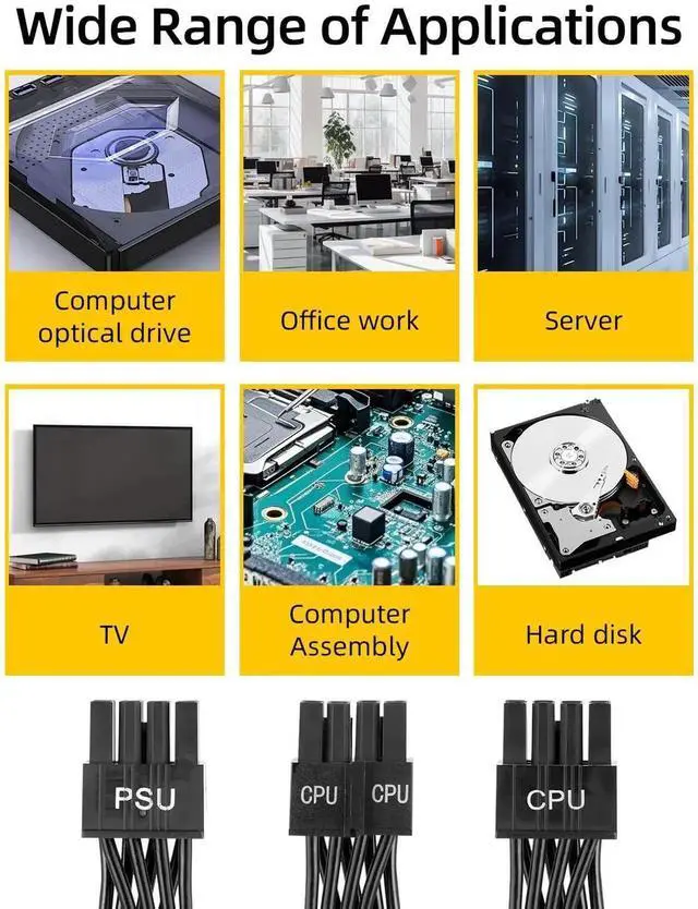 Alt view image 6 of 7 - CPU Cable for Cor/sair PSUs,60CM CPU 8Pin to 8Pin PSUs to 20CM 8 Pin (4+4) CPU Power Cable,Male to Male CPU Power Cable for Modular Power Supply(Black,18AWG)