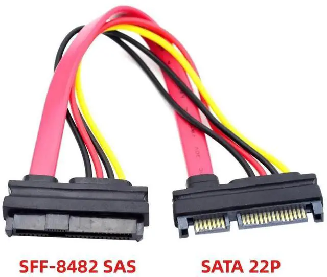 Alt view image 3 of 7 - SAS Cable SFF-8482 SAS 29 Pin to SATA 22Pin Hard Disk Drive Raid Extension Cable with 22 Pin SATA Power Port
