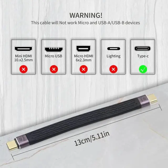 Alt view image 7 of 7 - Short USB C 4.0 Cable 100W, 40Gbps USB Type C Male to Male Data Transfer PD Short Cable for Type C Device, 5.11 inch (Type C Male)
Limited time of