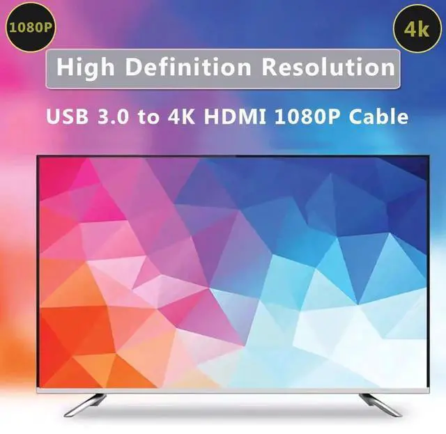 Alt view image 4 of 6 - USB to HDMI Cable, USB-A to HDMI Adapter for Monitor, Type-A Male to HDMI Male Adapter for TV/DVD Player/Projector/Monitor-6.6FT/2M (Black)