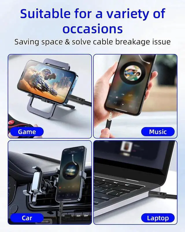 Alt view image 5 of 7 - 3.5mm Flat Audio Cable,3.5mm Male to Male Flat Headphone Jacks Audio Cable for Car Audio Systems,Home Speakers,Phones,Tablets,2Pack(0.15M