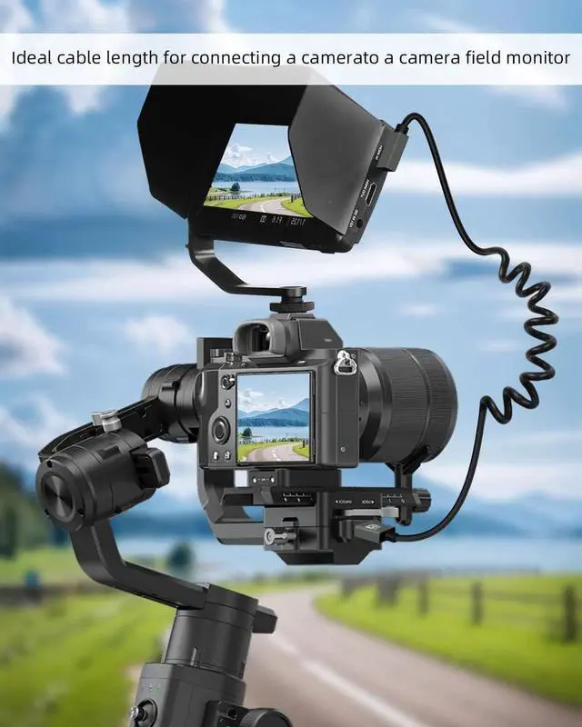 Alt view image 6 of 7 - 8K Left Angle Micro HDMI to HDMI Cable 2.2FT, 90 Degree Short HDMI to Micro HDMI Cable, Coiled HDMI 2.1 Cable 8K@60Hz 48Gbps for Camera/Camcorder/HDTV/Tablet