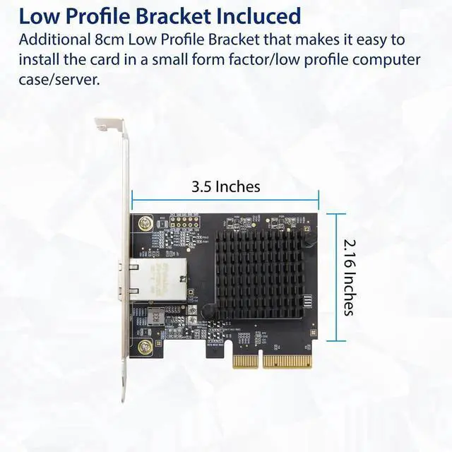 Alt view image 2 of 6 - 1 Port 10 Gigabit Ethernet Network Card - PCIe x4 10Gb 10GBASE-T NIC AQTION AQC107-10Gbps Ethernet PCI-Express x4 Adapter SD-PEX24055