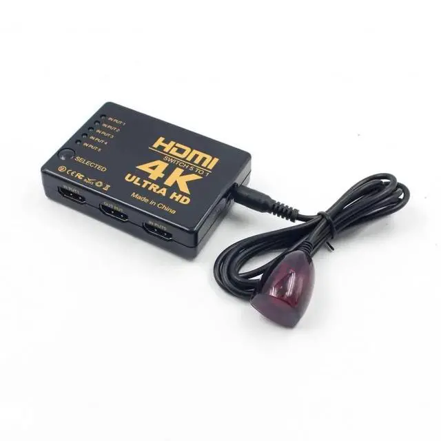 Alt view image 2 of 5 - 4K UHD HDMI 5 Port Switch Switcher Selector Splitter Hub with Remote Support HDTV HDMI 1.4