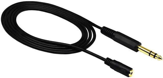Main image of 3.5mm to 6.35mm Audio Adapter Cable, 1.5M/5ft Black, Male to Male, Compatible with Headphones, Amplifiers, AV Receiver, Karaoke