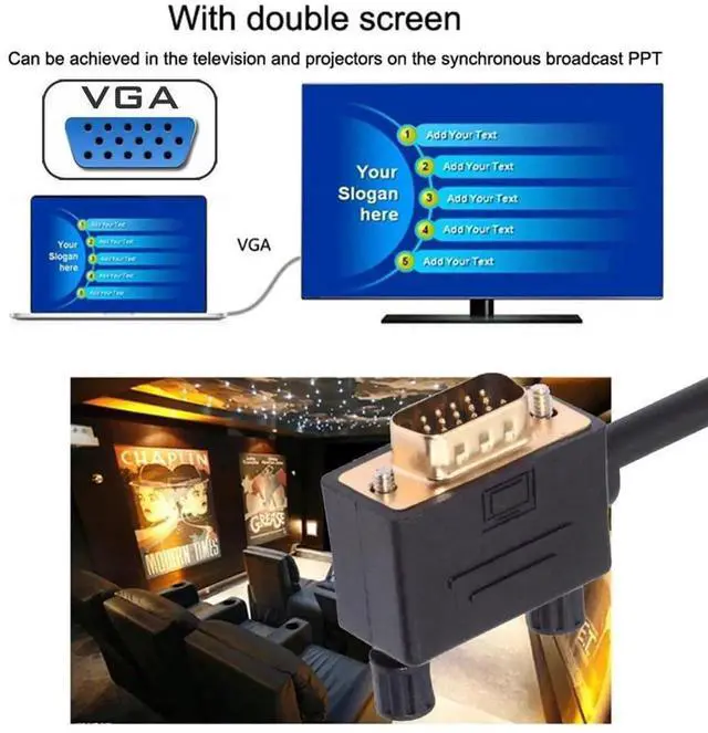 Alt view image 5 of 7 - 90 Degree VGA RGB Cable Left Angled Male to Straight Male Extension Cord 3COAX+6C for Computer Monitor Projector 1m/3.3ft