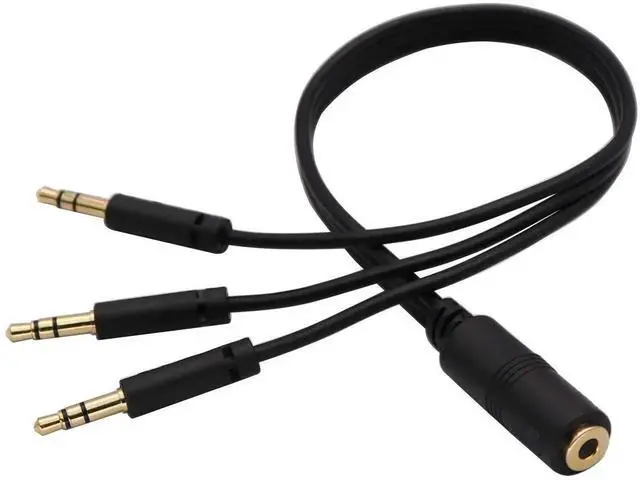 Alt view image 3 of 6 - 3.5mm Audio Y Splitter Headphone Cable 3.5mm 1/8" inch Female to 3 3.5mm 1/8" inch Male Headset Mic & Stereo Audio Y Splitter Cable for Smartphone to Soundbox Adapter(30 CM/12 inch) (3-Pole)