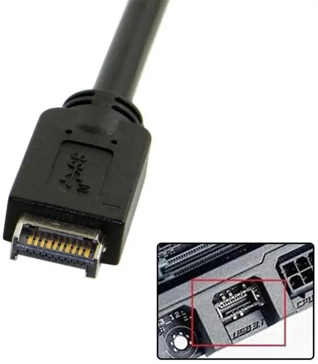 Alt view image 4 of 7 - USB-C Cable USB 3.1 Type-E Front Panel Header to USB-C Type-C Female Extension Cable 40cm with Panel Mount Screw