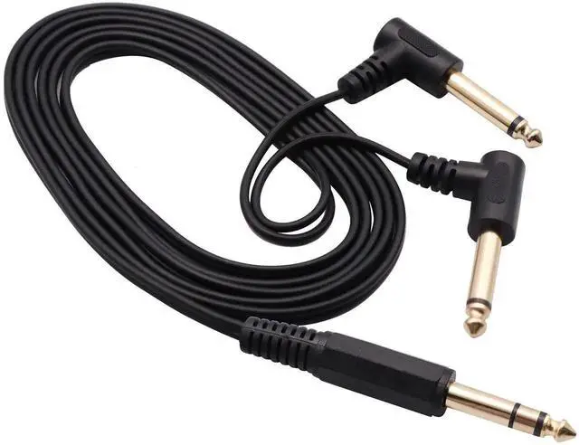 Alt view image 5 of 7 - 6.35mm to 2 * 6.35 Audio Y Splitter Cable,Gold Plated 90 Degree 1/4 Inch 6.35mm Male TRS Stereo to 2(Dual) 6.35mm 1/4 Inch Male TS Mono Right Angle Y Splitter Audio Cable(1.8M/5.9 feet)