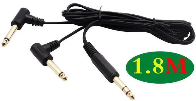 Alt view image 2 of 7 - 6.35mm to 2 * 6.35 Audio Y Splitter Cable,Gold Plated 90 Degree 1/4 Inch 6.35mm Male TRS Stereo to 2(Dual) 6.35mm 1/4 Inch Male TS Mono Right Angle Y Splitter Audio Cable(1.8M/5.9 feet)