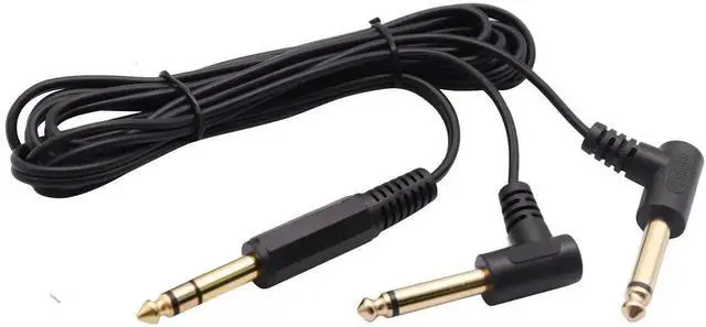 Alt view image 6 of 7 - 6.35mm to 2 * 6.35 Audio Y Splitter Cable,Gold Plated 90 Degree 1/4 Inch 6.35mm Male TRS Stereo to 2(Dual) 6.35mm 1/4 Inch Male TS Mono Right Angle Y Splitter Audio Cable(1.8M/5.9 feet)