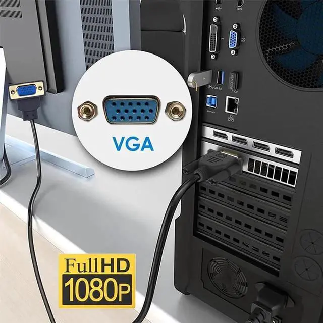 Alt view image 6 of 7 - 90 Degree VGA RGB Cable Down Angled Male to Straight Male Extension Cord 3COAX+6C for Computer Monitor Projector 1m/3.3ft