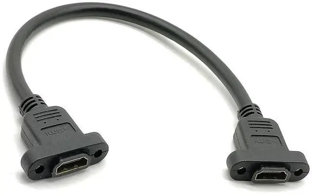 Alt view image 5 of 7 - HDMI Female to HDMI Female Panel Mount Ethernet Adapter High Speed Extension Cable 28AWG with Screws 30CM