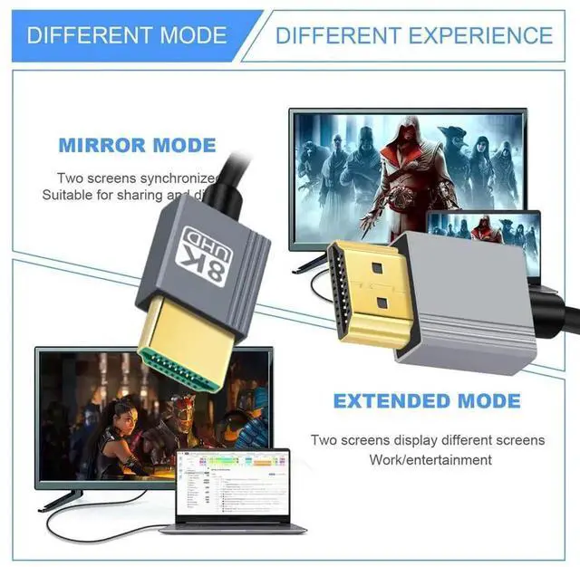 Alt view image 5 of 7 - HDMI 2.1 Male to HDMI Male Stretch Coiled Cable 8K 60hz 100cm for Monitor HDTV Computer Laptop