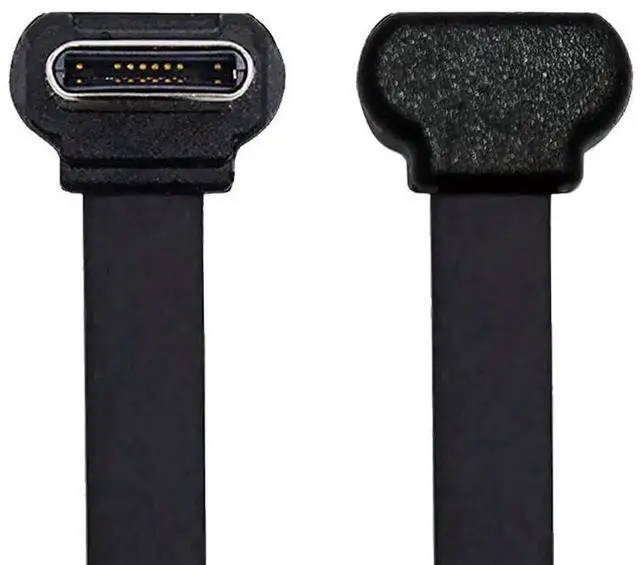 Main image of Short USB2.0 Data Cable 2.76in Ultra Slim Flat USB-C Type C to USB-C Power Angled Connector 65W Fast Charge for Laptop Tablet Phone