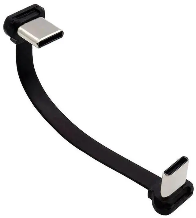 Alt view image 2 of 7 - Short USB2.0 Data Cable 2.76in Ultra Slim Flat USB-C Type C to USB-C Power Angled Connector 65W Fast Charge for Laptop Tablet Phone