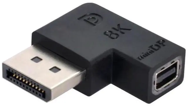 Alt view image 2 of 7 - 8K 60hz Angled Mini DisplayPort 1.4 Male to DP Female Adapter Ultra-HD UHD 144hz 7680 * 4320 for Laptop Monitor Video PC