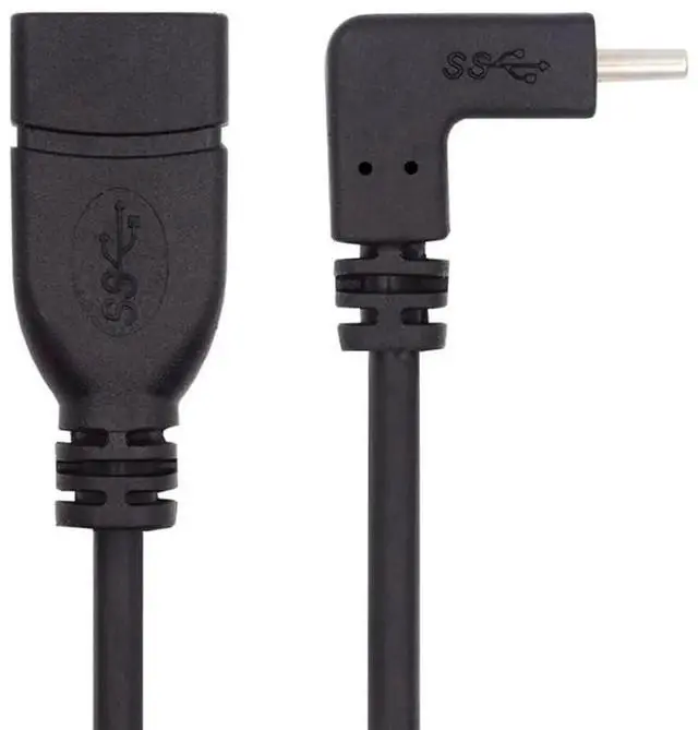 Alt view image 2 of 7 - 90 Degree USB-C Type-C USB 3.1 Male to USB 3.0-A Female Adapter 10Gbps OTG Data Power Cable 20cm Up Down Angled