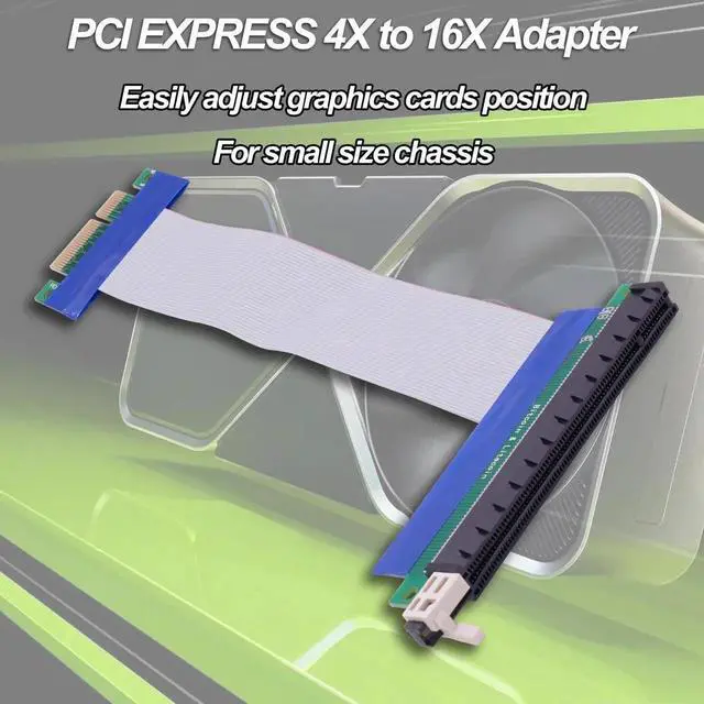 Alt view image 5 of 7 - PCI-E 4X to 16x Riser Cable Adapter PCI Express 4X to 16x Riser Card Converter Extension Cable for Graphics SSD RAID Cards etc-19cm