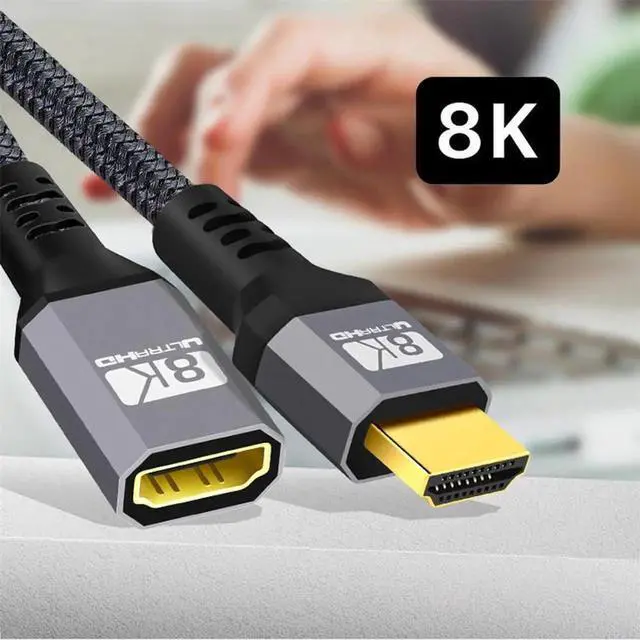 Alt view image 2 of 7 - HDMI 2.1 Extension Cable Male to Female Ultra-HD 8K 60hz 4K 120hz 48Gbs with Audio 3D HDMI Cord Black 0.3M