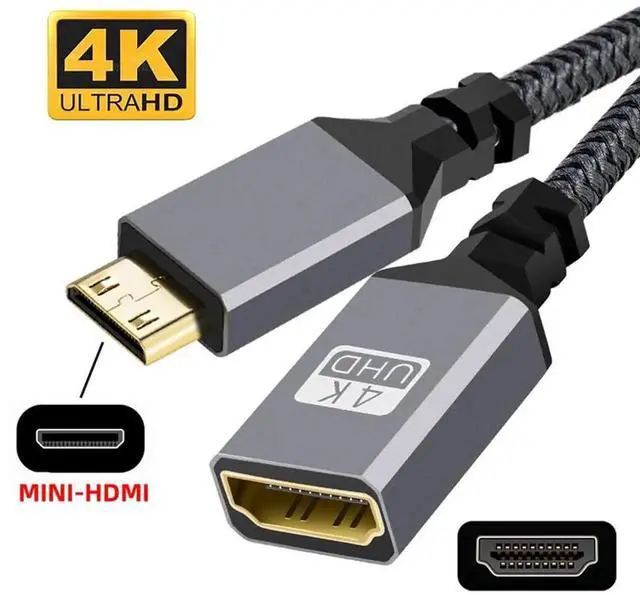 Alt view image 2 of 7 - 4K Mini HDMI 1.4 Male to HDMI Female Extension Cable for DV MP4 Camera DC Laptop, 0.15M/0.49FT