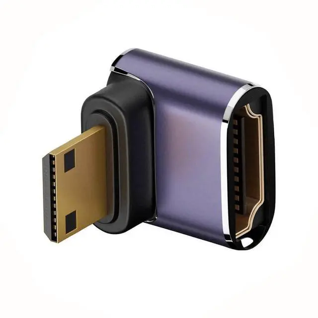 Main image of 8K 60hz HDTV Mini HDMI 90 Degree Extender Gold Converter, Up Angled Mini HDMI Male to Female HDMI 2.1 UHD Extension Adapter