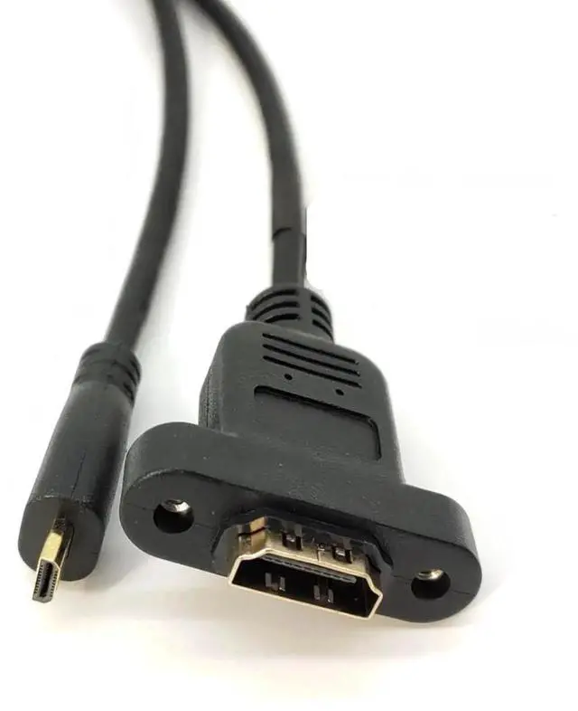 Alt view image 6 of 7 - Panel Mount HDMI Female to Micro Male HDMI Gold-Plated Interface Digital Cameras Extension Cable Fully Shielded with Fixed Screw Hole 30CM