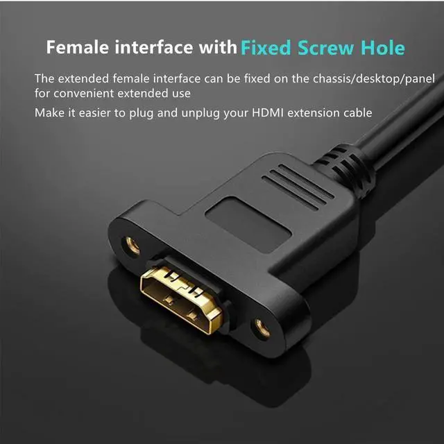 Alt view image 4 of 7 - Panel Mount HDMI Female to Micro Male HDMI Gold-Plated Interface Digital Cameras Extension Cable Fully Shielded with Fixed Screw Hole 30CM